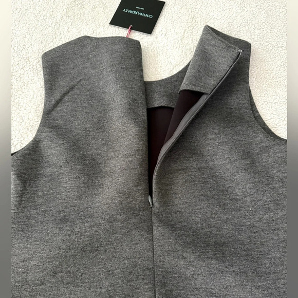 NWT Cynthia Rowley gray ponte knit Chic top with Rhinestone detailing at neck. - Picture 9 of 12